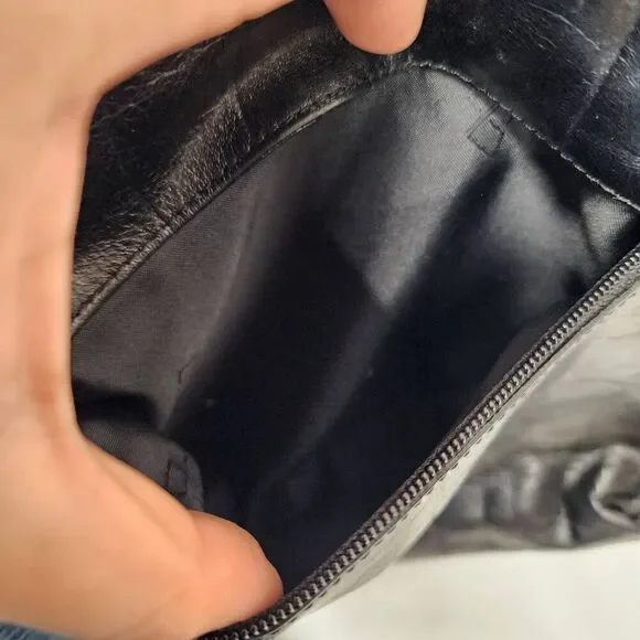 A. Gianneti Vintage Italian Leather Black Croc Embossed Handbag - Picture 8 of 10